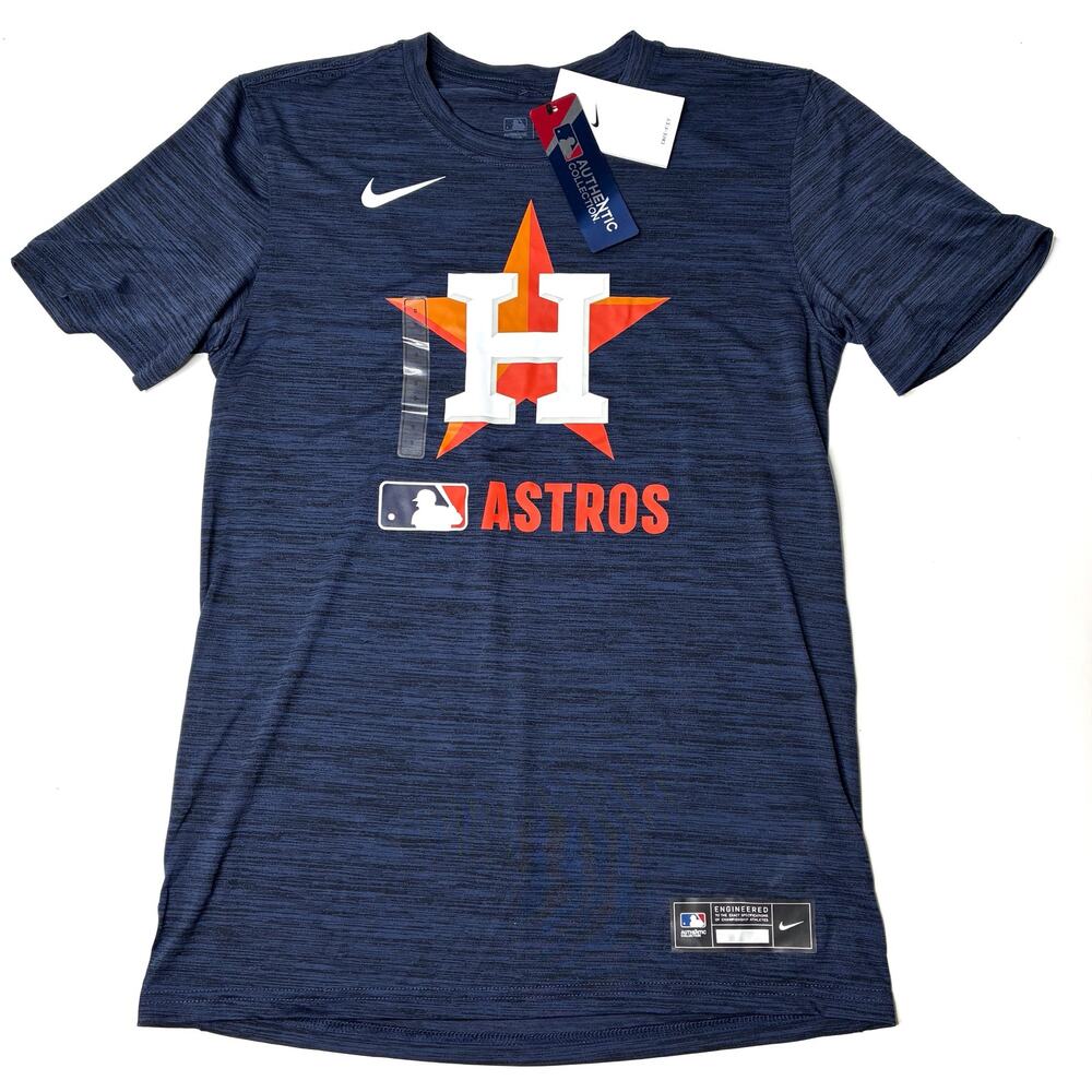 Nike Dri-Fit MLB Houston Astros Tee Short Sleeve Blue Orange NWT Mens Small